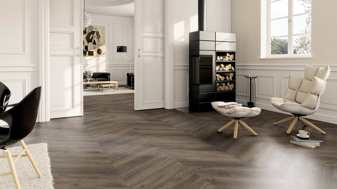 LVT Vinilinės grindys PERFORM Oak Canberra Chevron - Vinilines - grindys.lt