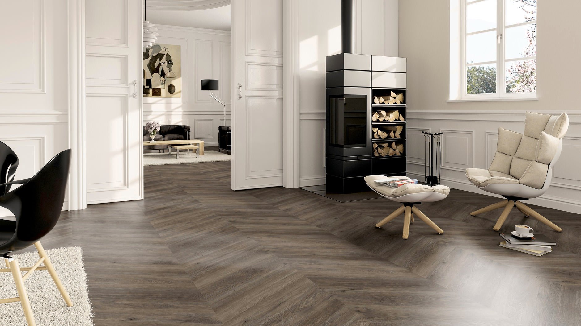 LVT Vinilinės grindys PERFORM Oak Canberra Chevron - Vinilines - grindys.lt