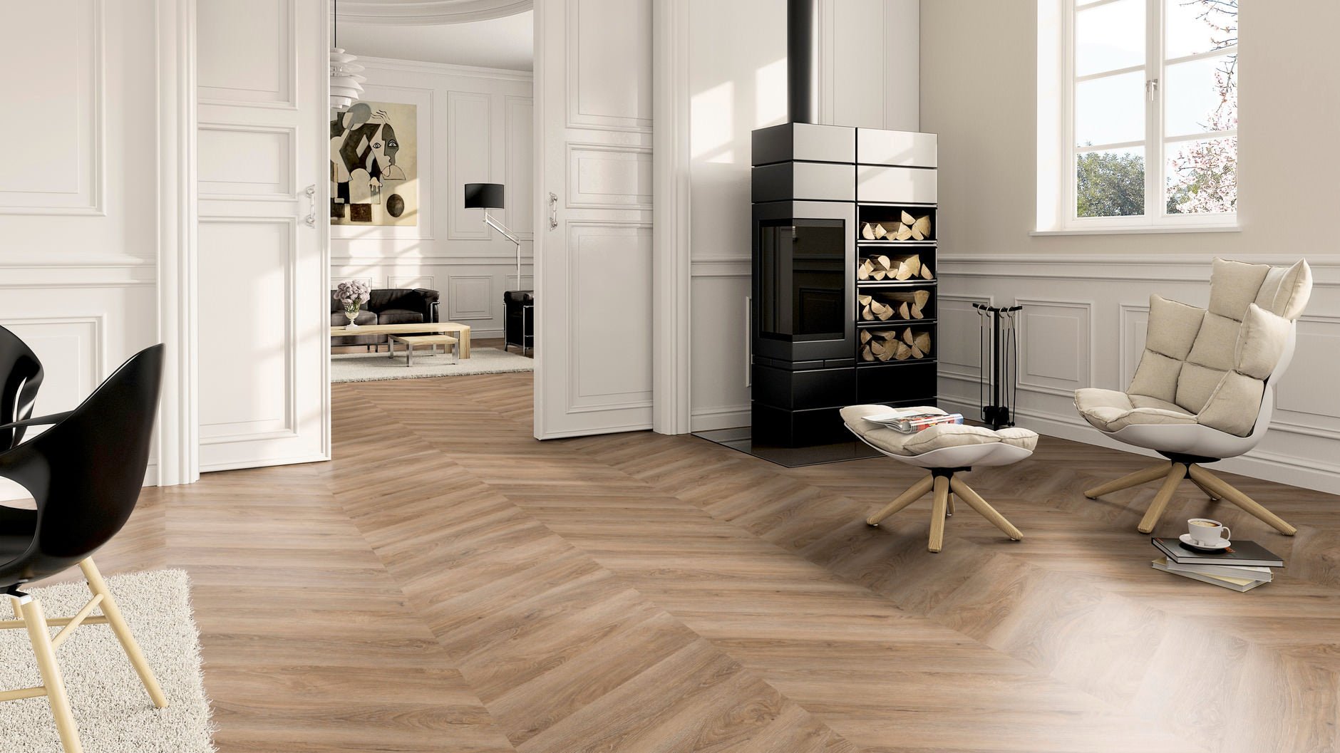 LVT Vinilinės grindys PERFORM Oak Malaga Chevron - Vinilines - grindys.lt