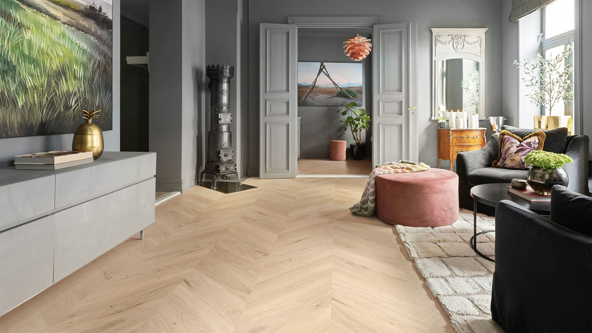 Vinilinės grindys Solen Chevron GD Upland Oak - Vinilines - grindys.lt